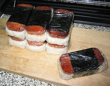 SPAM sushi - musubi SPAM Sushi anyone? Musubi is available almost anywhere on the Windward side of Oahu.
